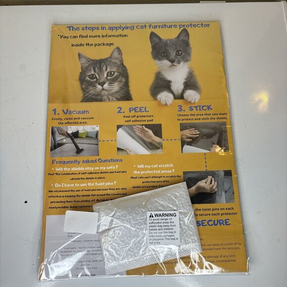 NIP Fixzilla 8 Pcs Cat Furniture Protector Clear XL Large Stick On New Kitten - Picture 2 of 2